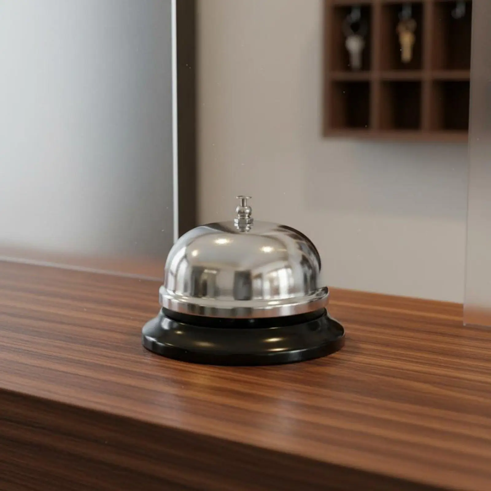 Timbre mecánico de mesa para recepciones, cuidadores y escuelas – Con manija y resorte - imagen 2