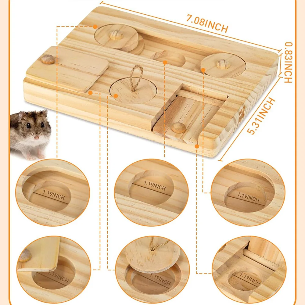 Juguete de madera interactivo con rompecabezas para hámsteres diario - imagen 2