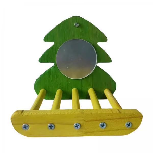 Percha para loros con espejo interactivo – Juguete y soporte para jaula