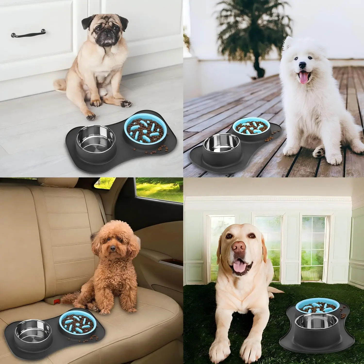 Juego portátil 3 en 1 de platos para perro