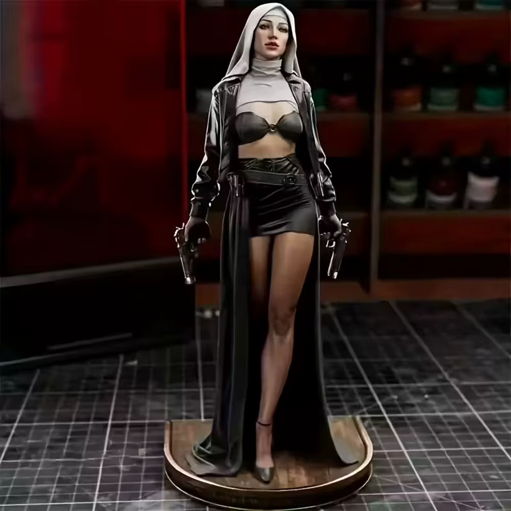 Figura de resina monja sexy frontal