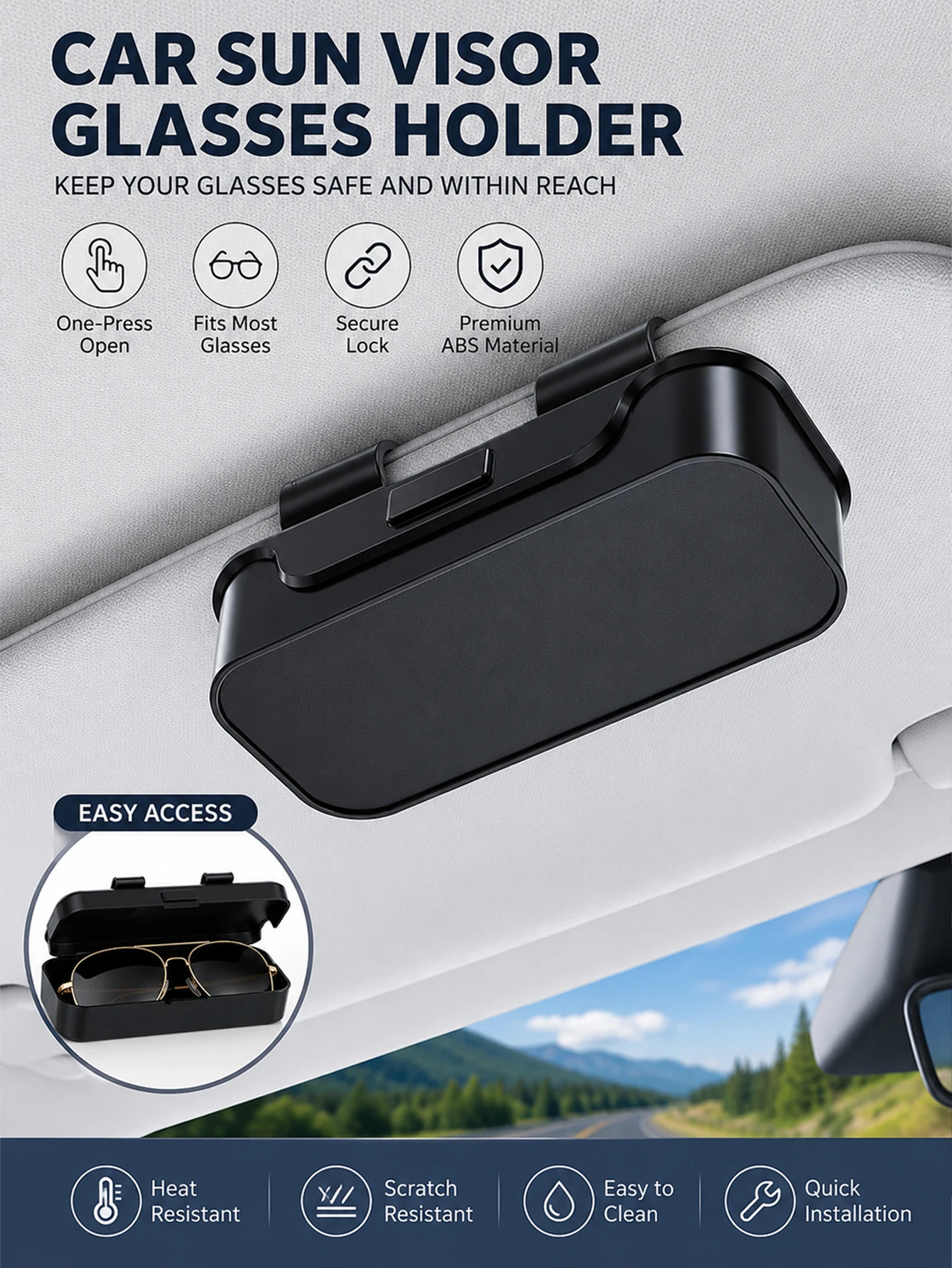 Soporte para gafas de sol en el coche con clip y caja multifunción - imagen 3
