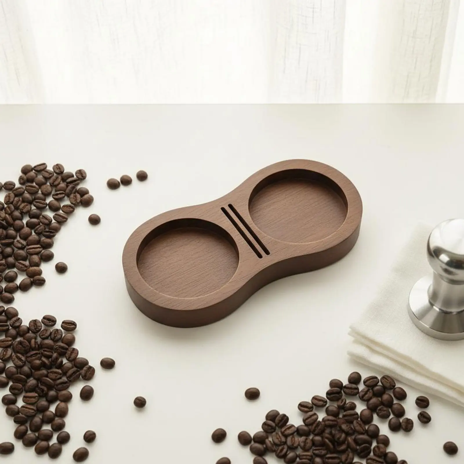 Soporte para tamper de café de nogal – estación universal apisonado - imagen 2