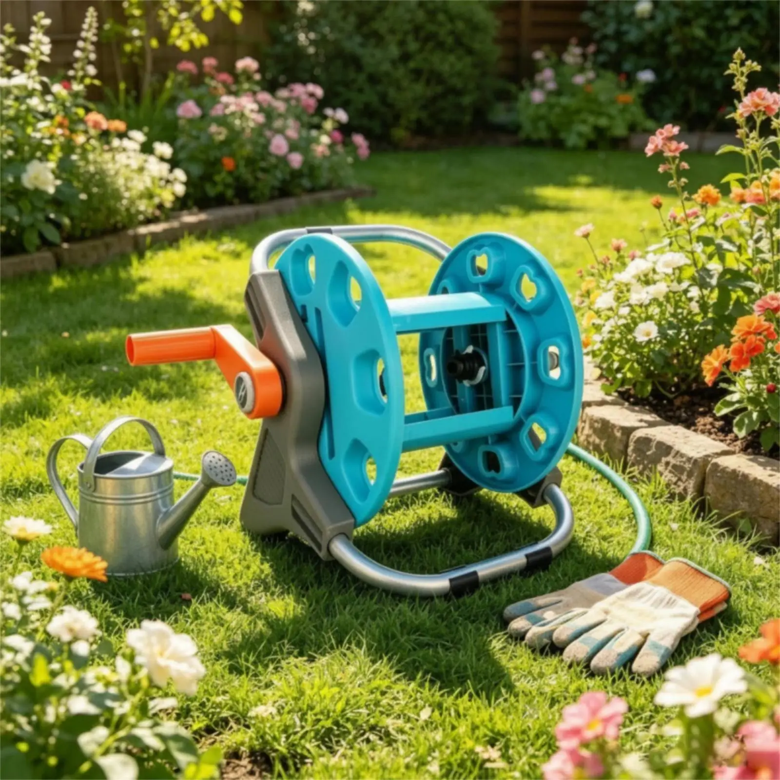 Carrete para mangueras portátil con asa – Compacto para jardín - imagen 5