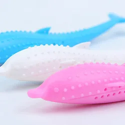 Juguete interactivo de silicona con forma de pez para gatos y cepillo