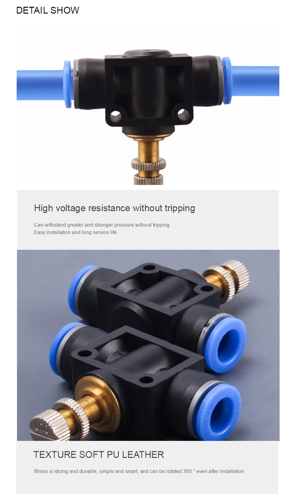 Conjunto de 5 válvulas neumáticas con conector rápido