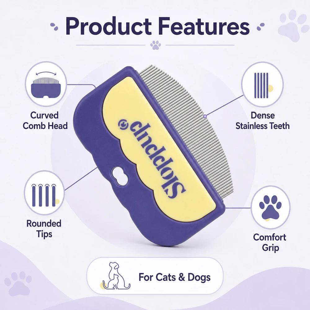 Peine antipulgas con dientes metálicos finos para gatos y perros - imagen 3