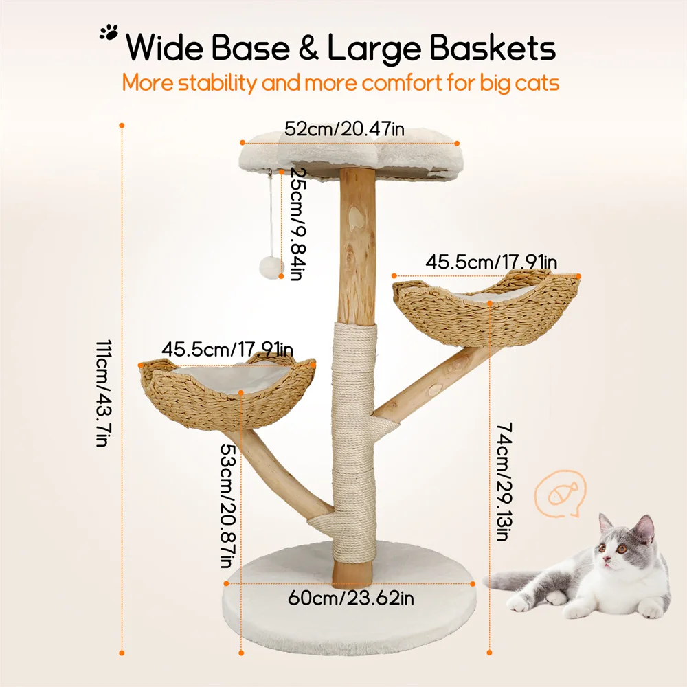 Árbol rascador de madera sauce con torre multinivel sisal - imagen 4