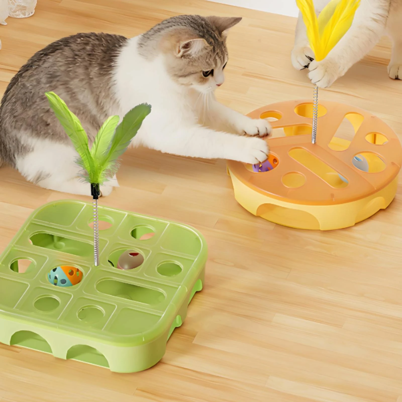 Juguete interactivo para gatos: caja de laberinto brillante