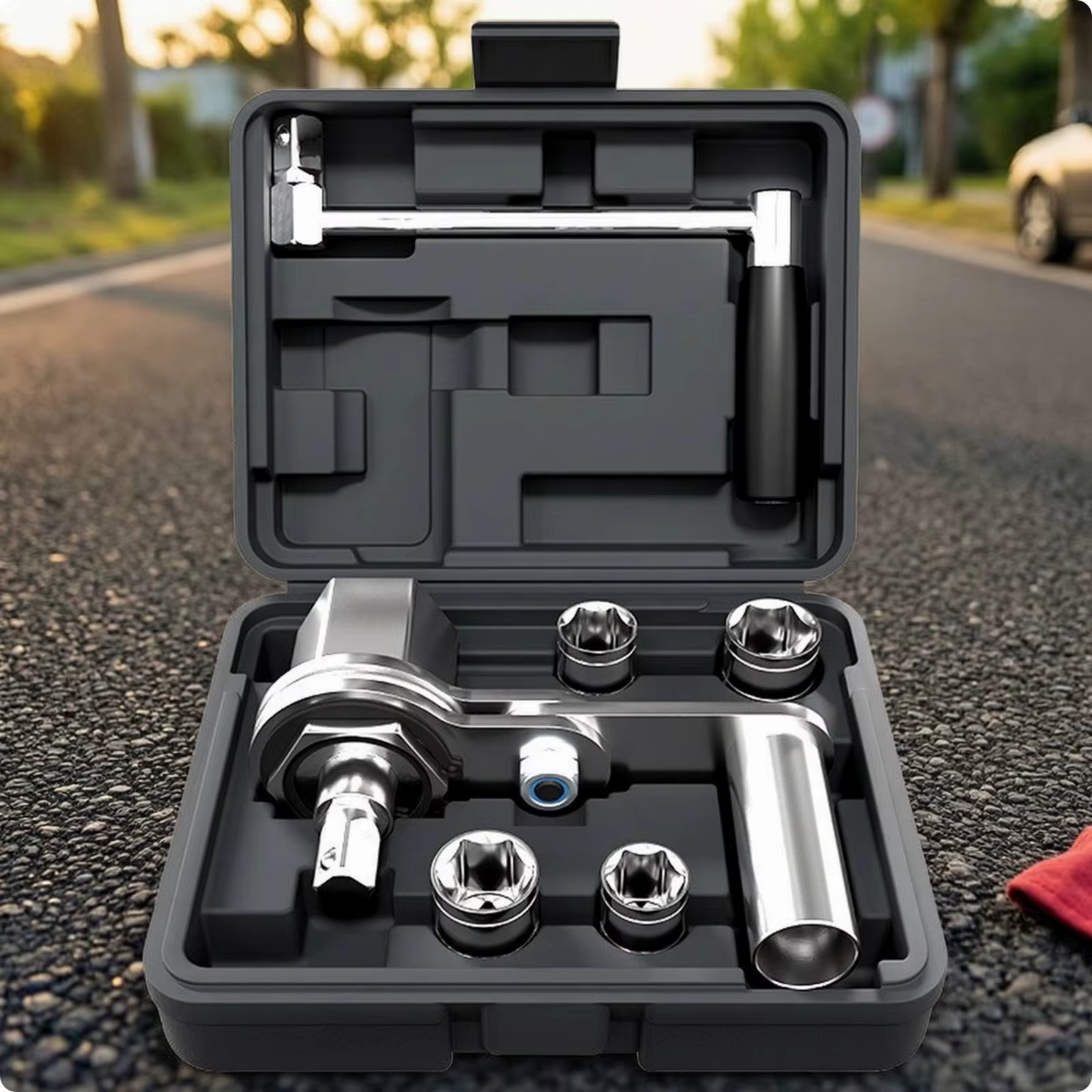 Llave para tuercas de rueda con vasos, juego portátil para coche - imagen 3