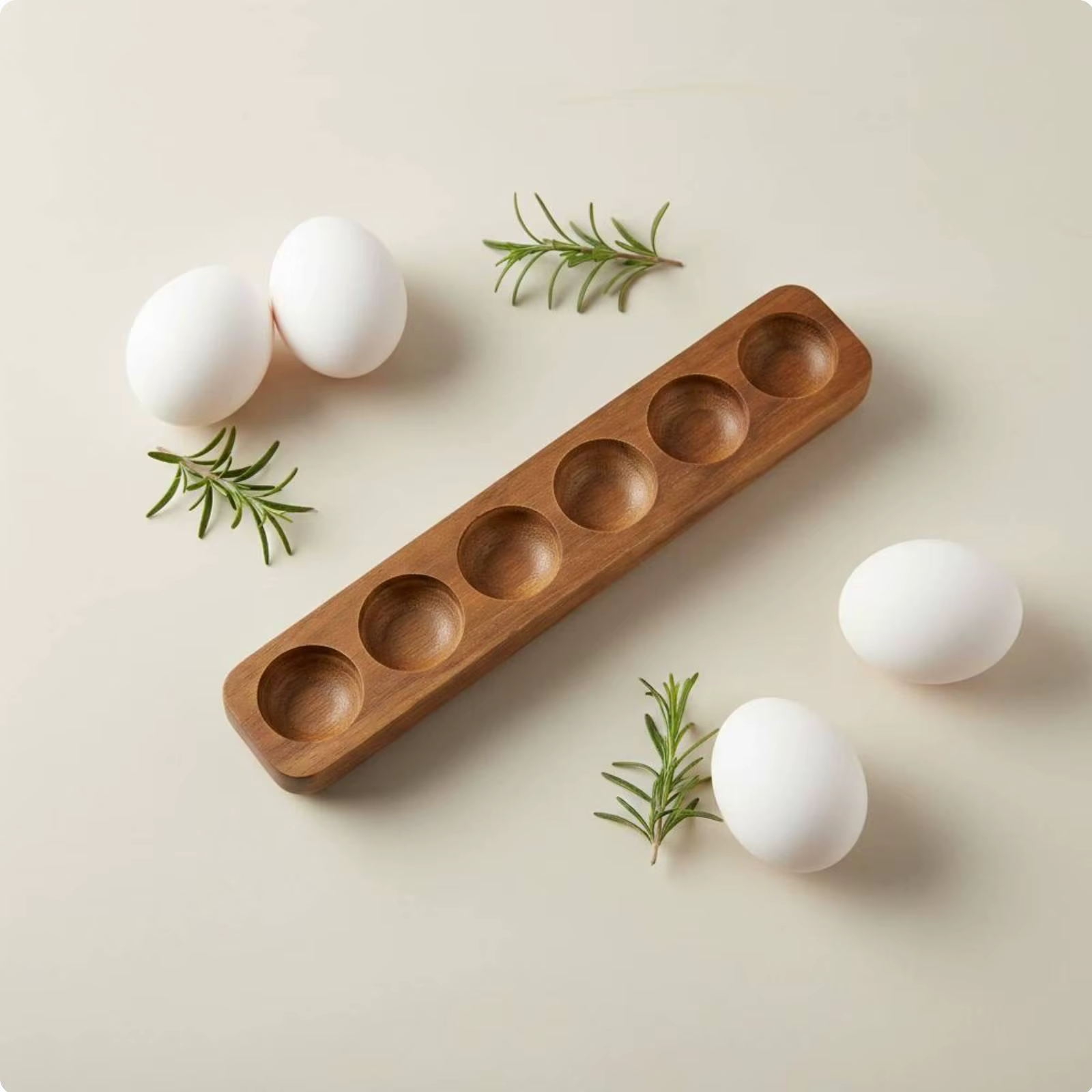 Organizador de Huevos en Madera de Acacia – Soporte Japonés - imagen 3
