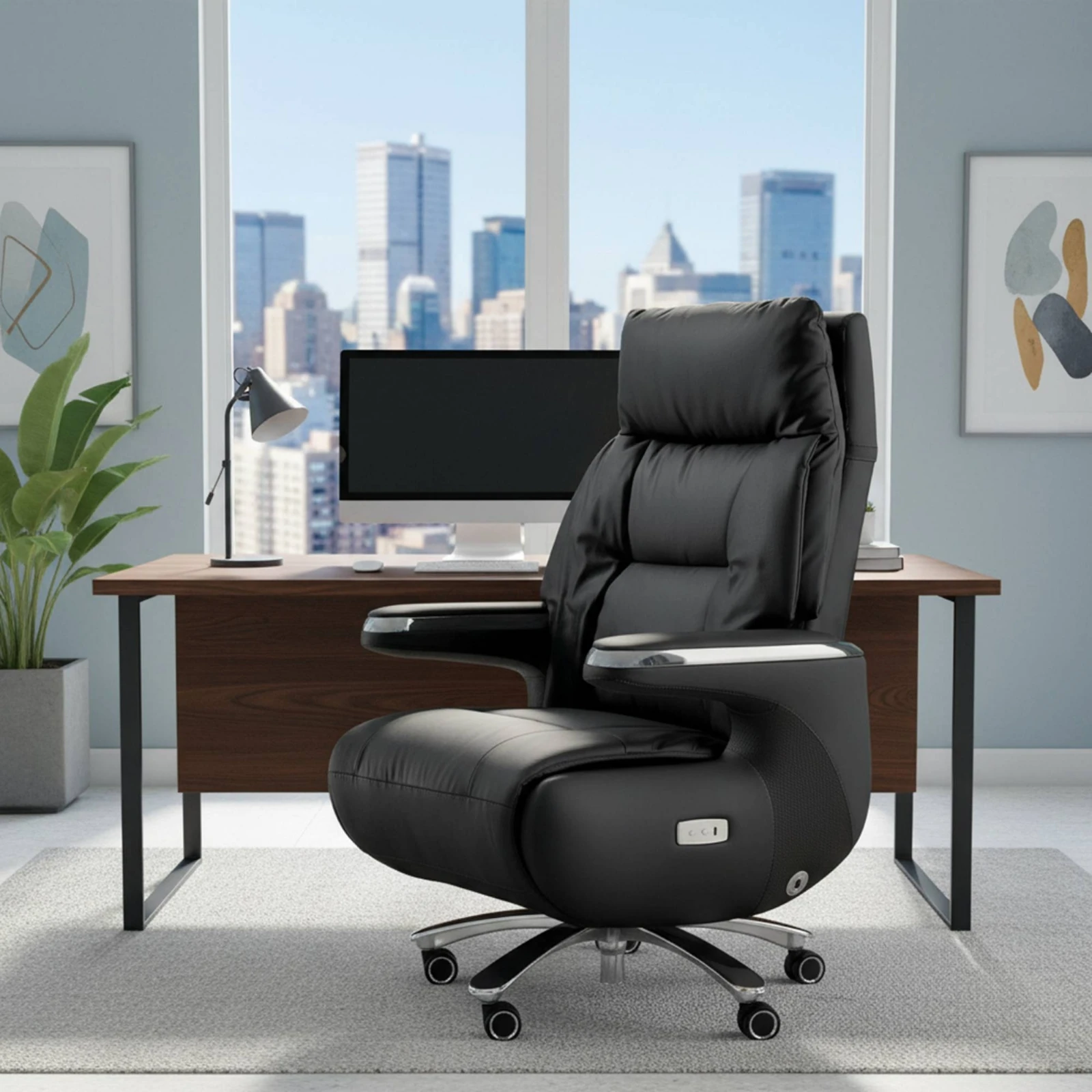 Silla oficina reclinable respaldo alto con ruedas - imagen 4