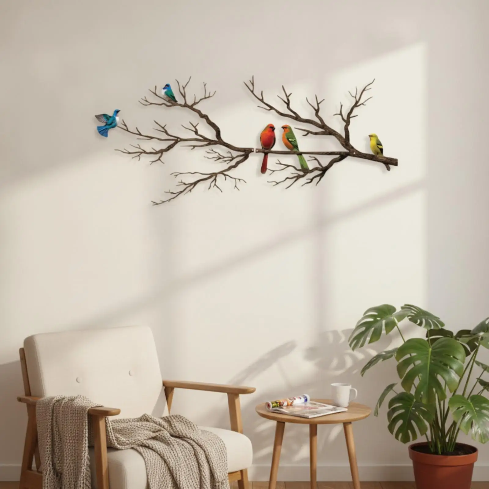 Decoración de pared con aves en rama para patio y exterior - imagen 3