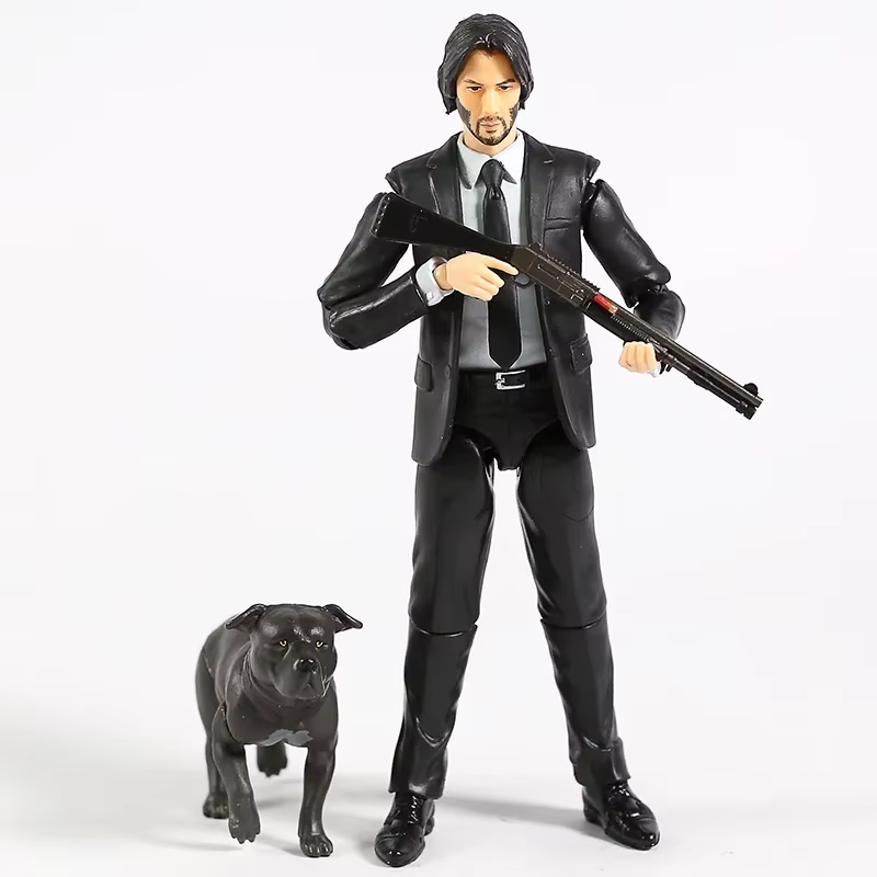 Detalle del traje negro y acabado realista de la figura Mafex John Wick