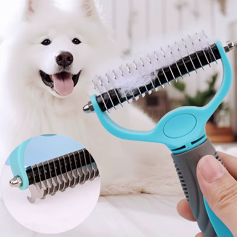 Cepillo doble cara para perros, peine acero inox anti nudos - imagen 3