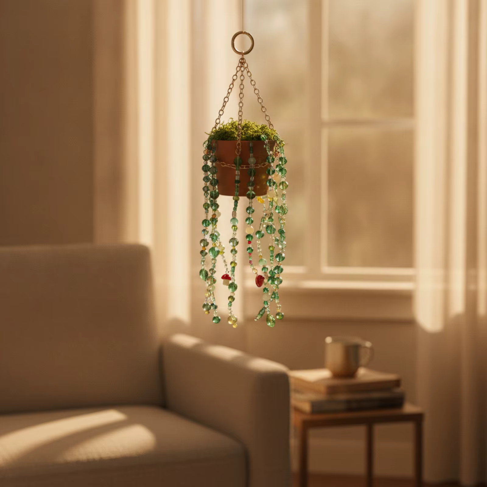 Maceta Colgante Boho con Cuentas – Macetero Ornamental para Plantas - imagen 3