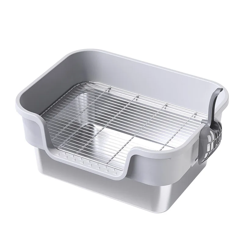 Caja de arena grande con rejilla inox para conejos – Inodoro alto fácil de limpiar - imagen 5