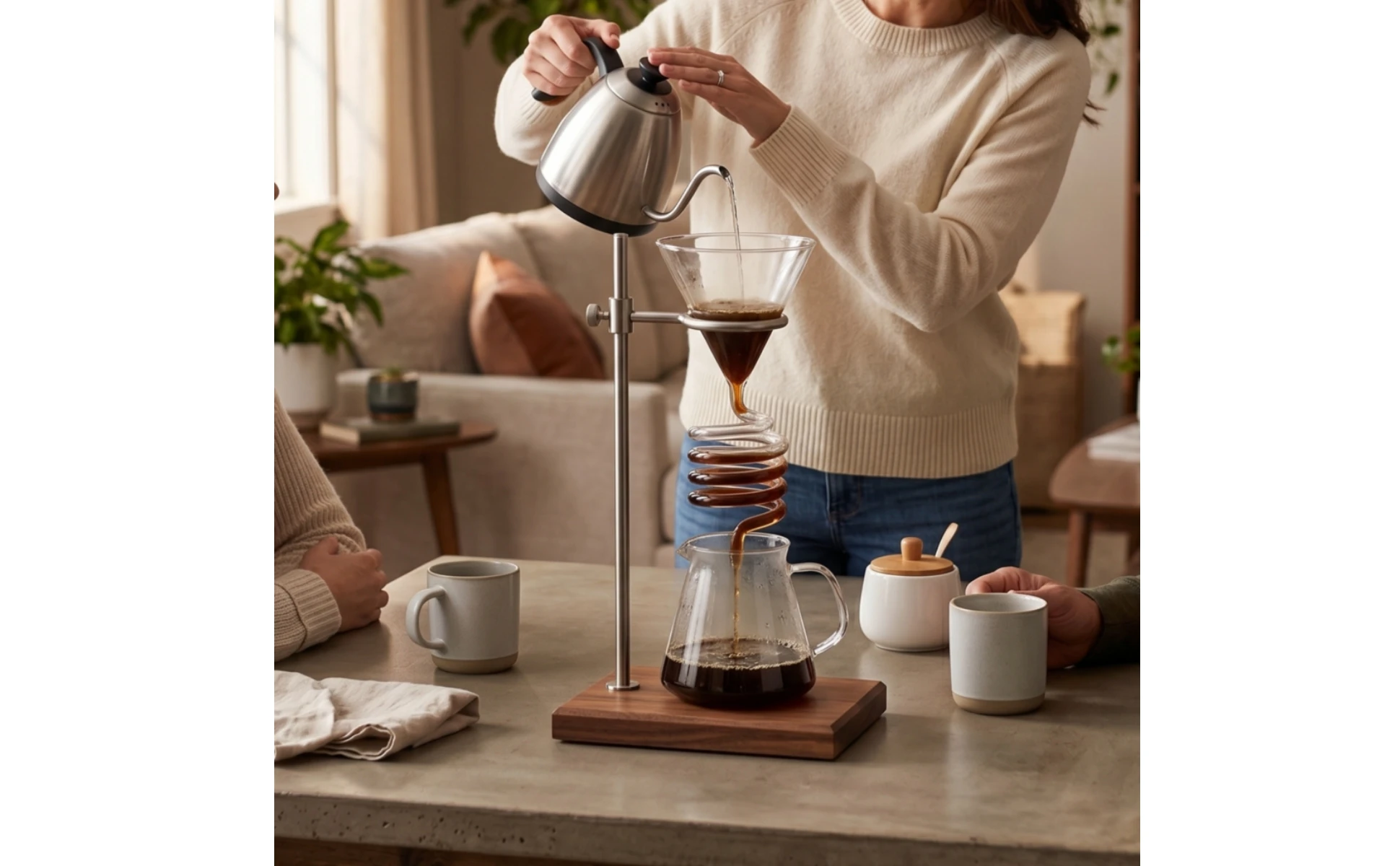 Cafetera sobre encimera de cocina