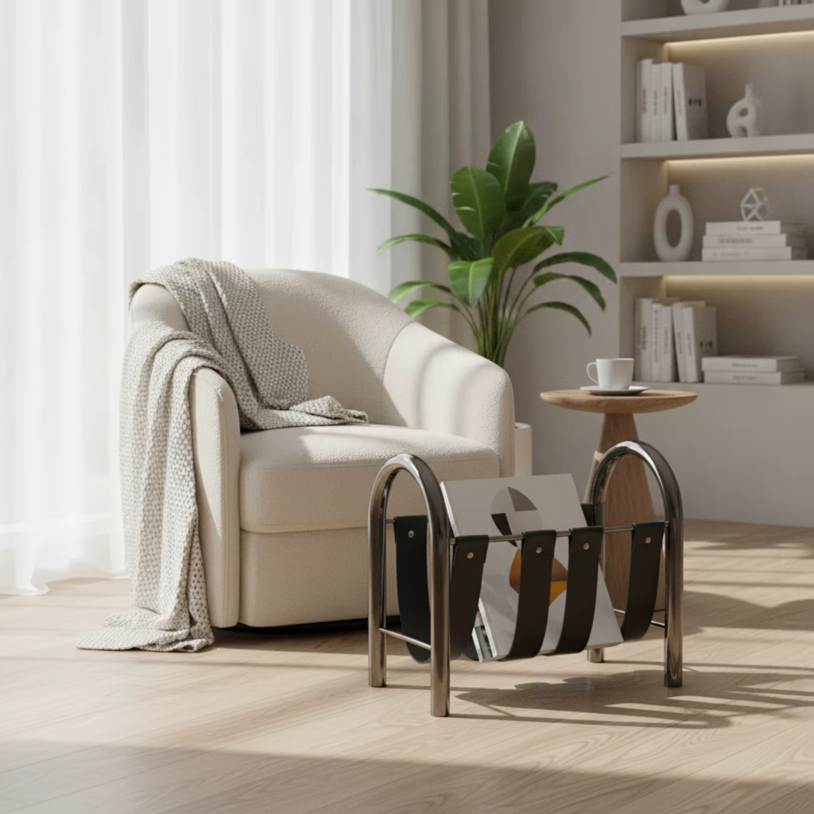 Soporte para libros con correas de cuero para mesa, organizador - imagen 4