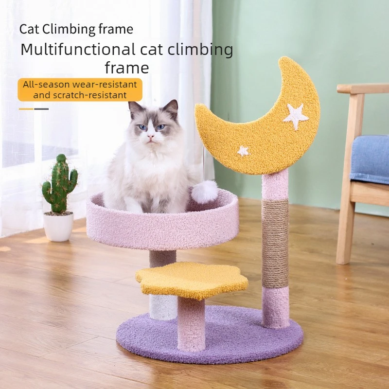Rascador para gatos de sisal con cama y plataforma 3 niveles - imagen 3