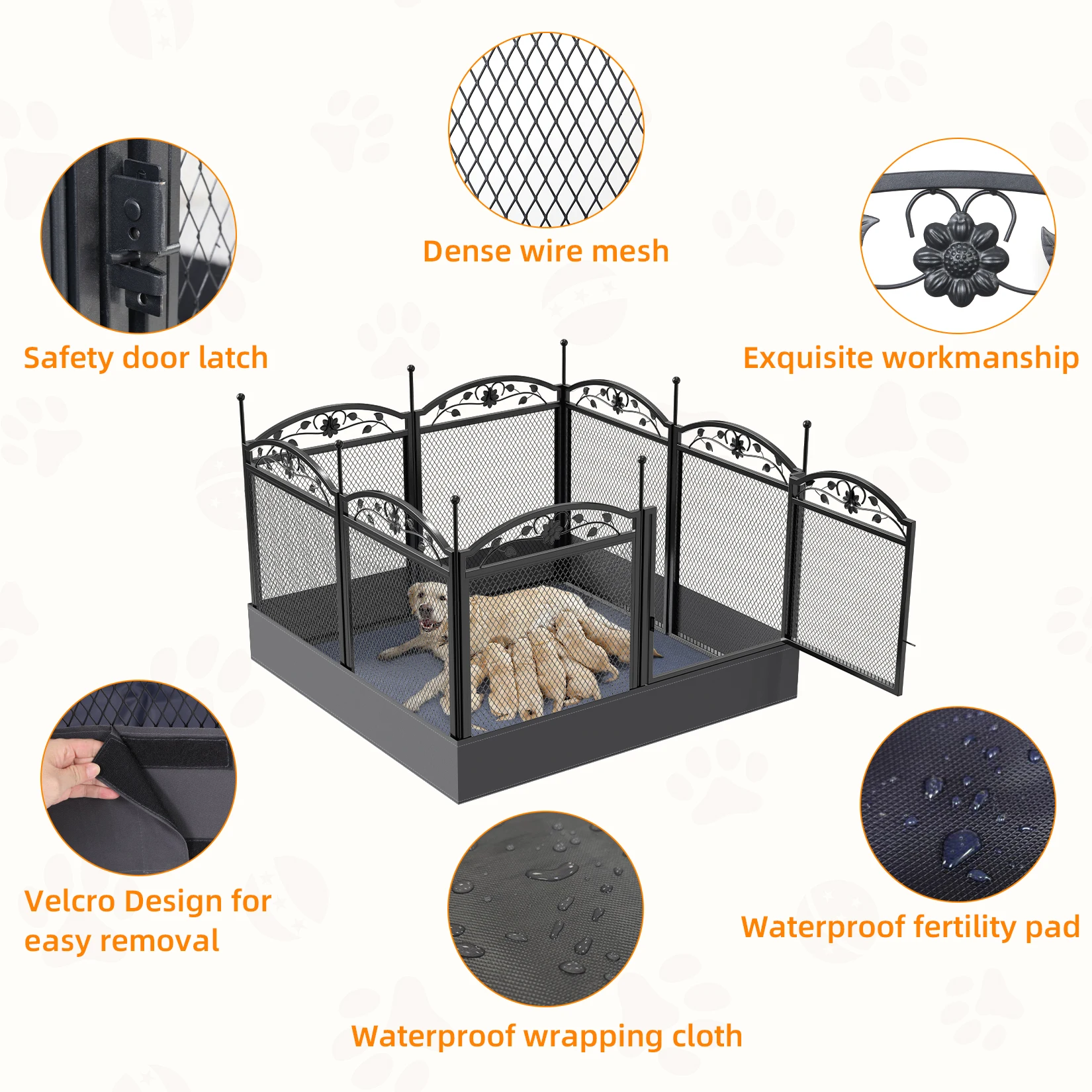 Corral de 8 paneles para perros resistente para ejercicio y partos - imagen 5