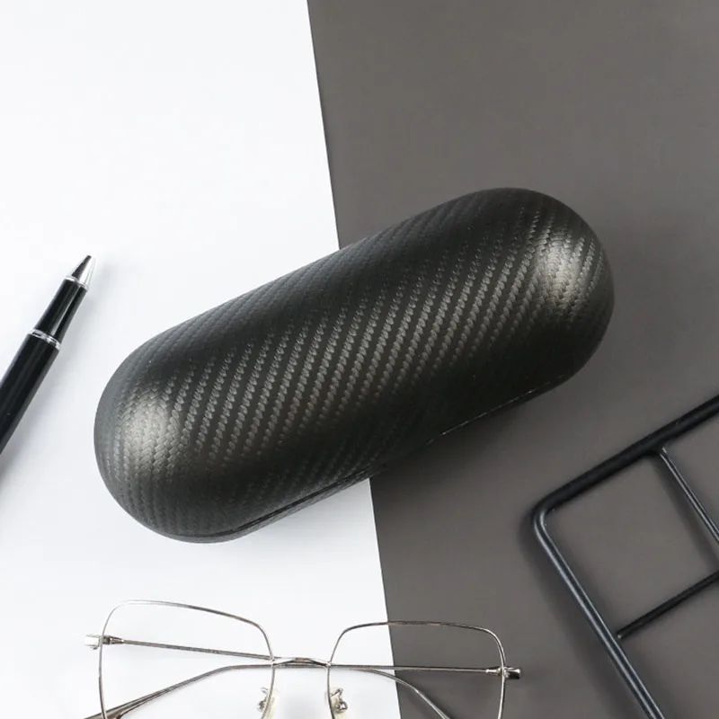 Estuche rígido para gafas de cuero PU fibra carbono, resistente - imagen 3