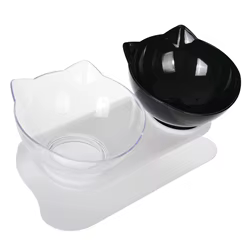 Comedero doble antideslizante para gatos y cachorros, ergonómico