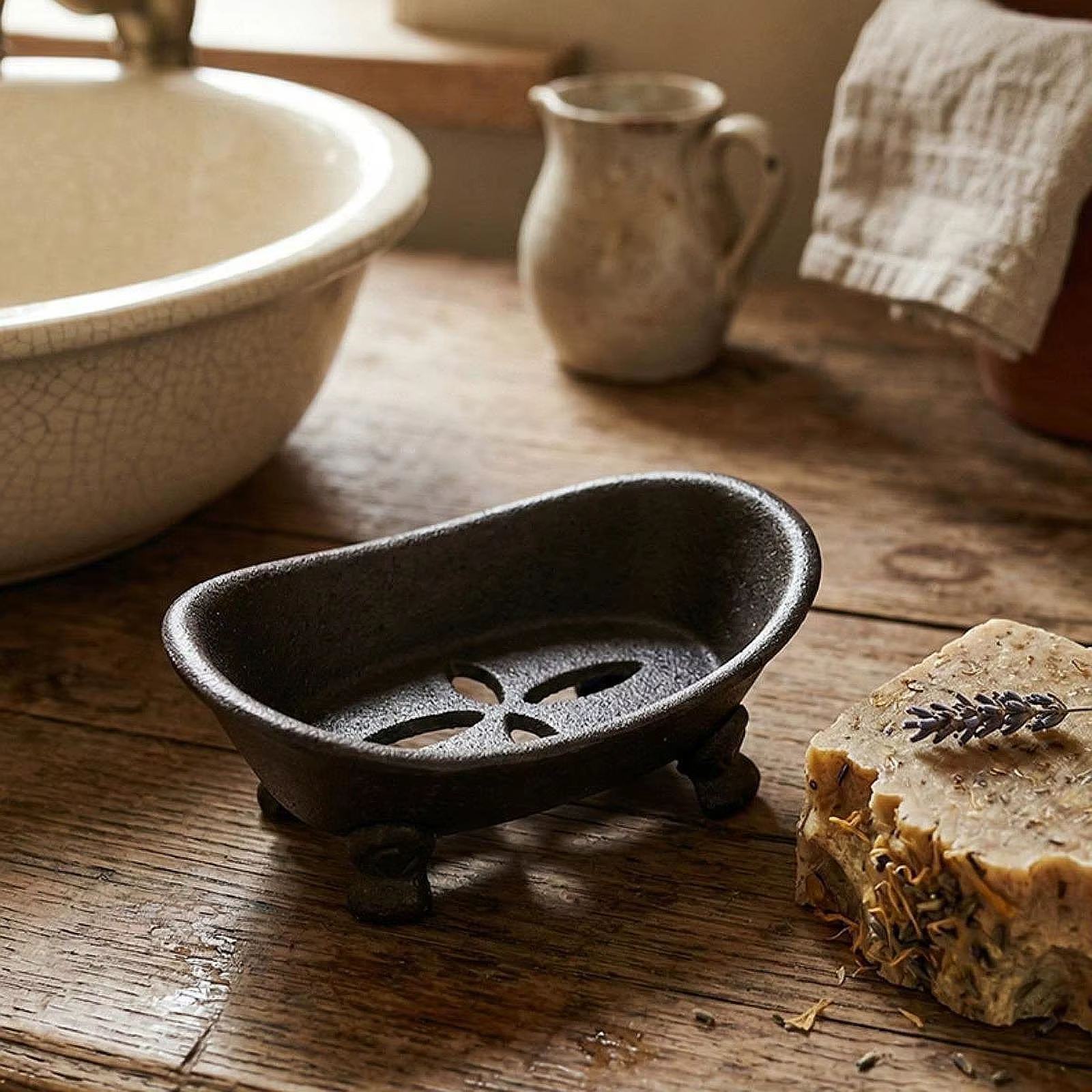 Jabonera hierro fundido para baño – Porta esponjas retro cocina y jardín