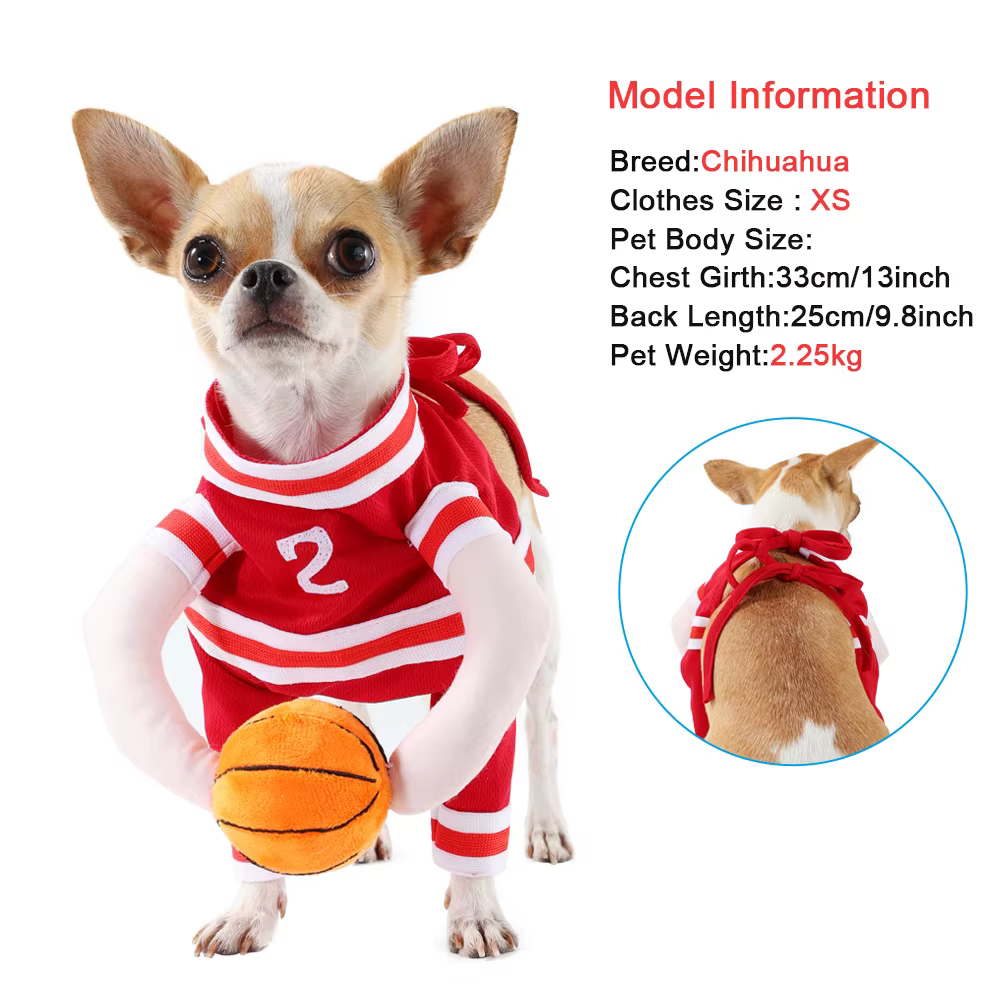 Disfraz Baloncesto para Perros y Gatos – Traje Deportivo con Balón 3D para Halloween - imagen 2