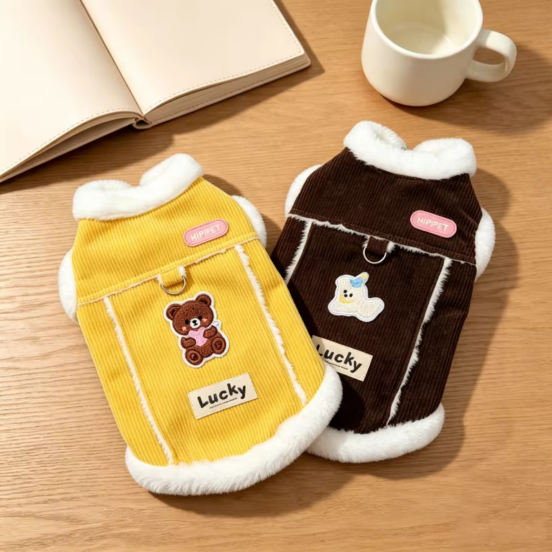 Chaleco polar de invierno para perros y gatos pequeños – Diseño oso - imagen 3