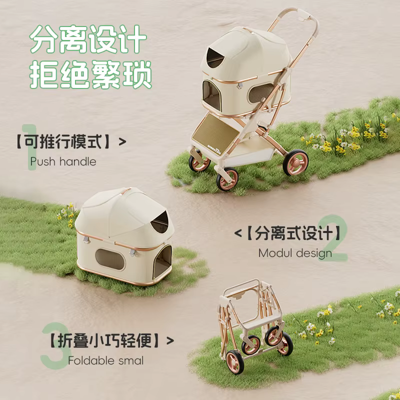 Carrito plegable aluminio para gatos y perros – Ligero viajes - imagen 4