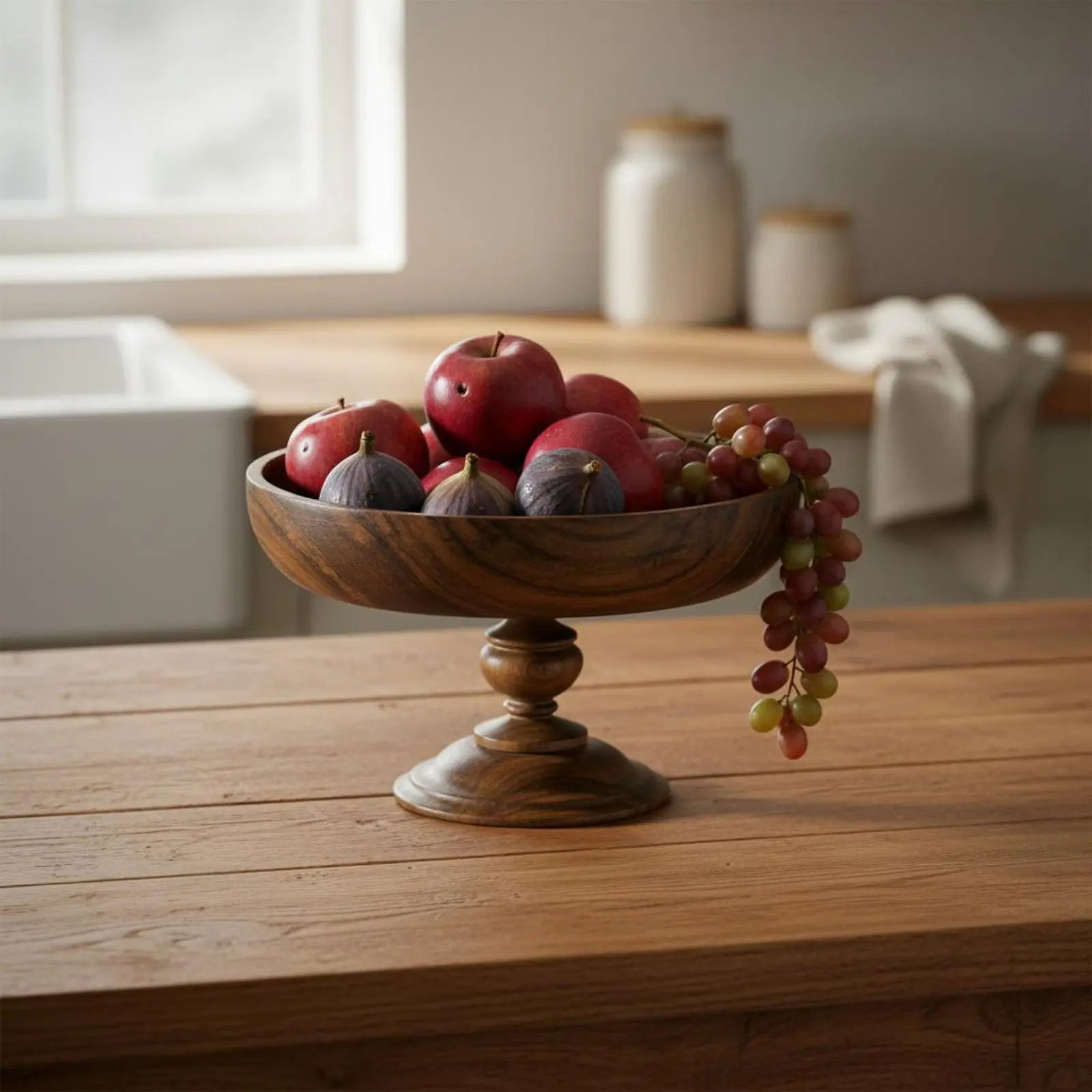 Frutero de madera vintage en pedestal para servir premios gatos y perros - imagen 5