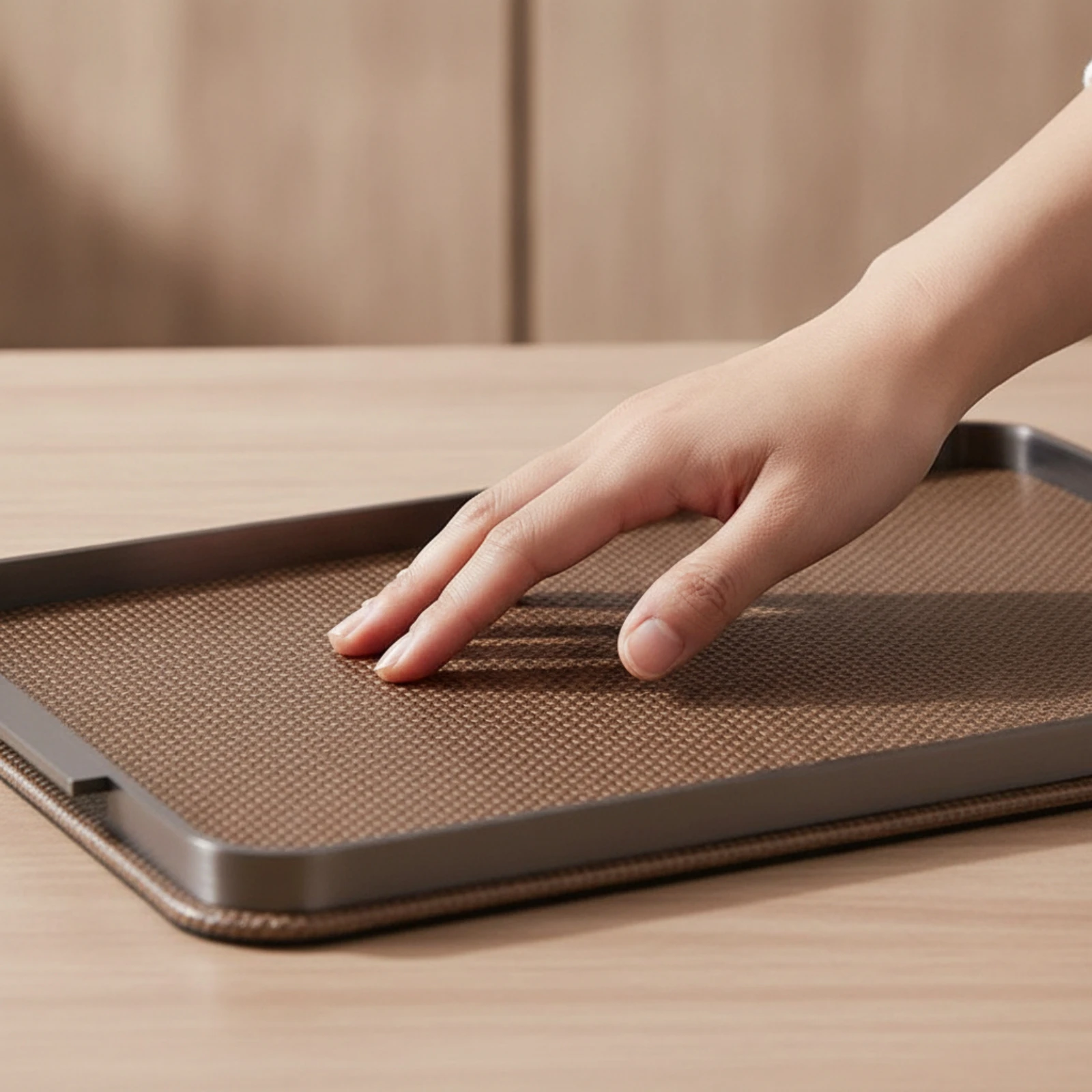 Bandeja Elegante de Acero Inoxidable – Textura Crin de Caballo, Delgada para Mesa y Baño - imagen 2