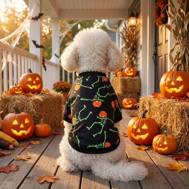 Disfraz Halloween calabaza esqueleto perros y gatos pequeños medianos - imagen 3