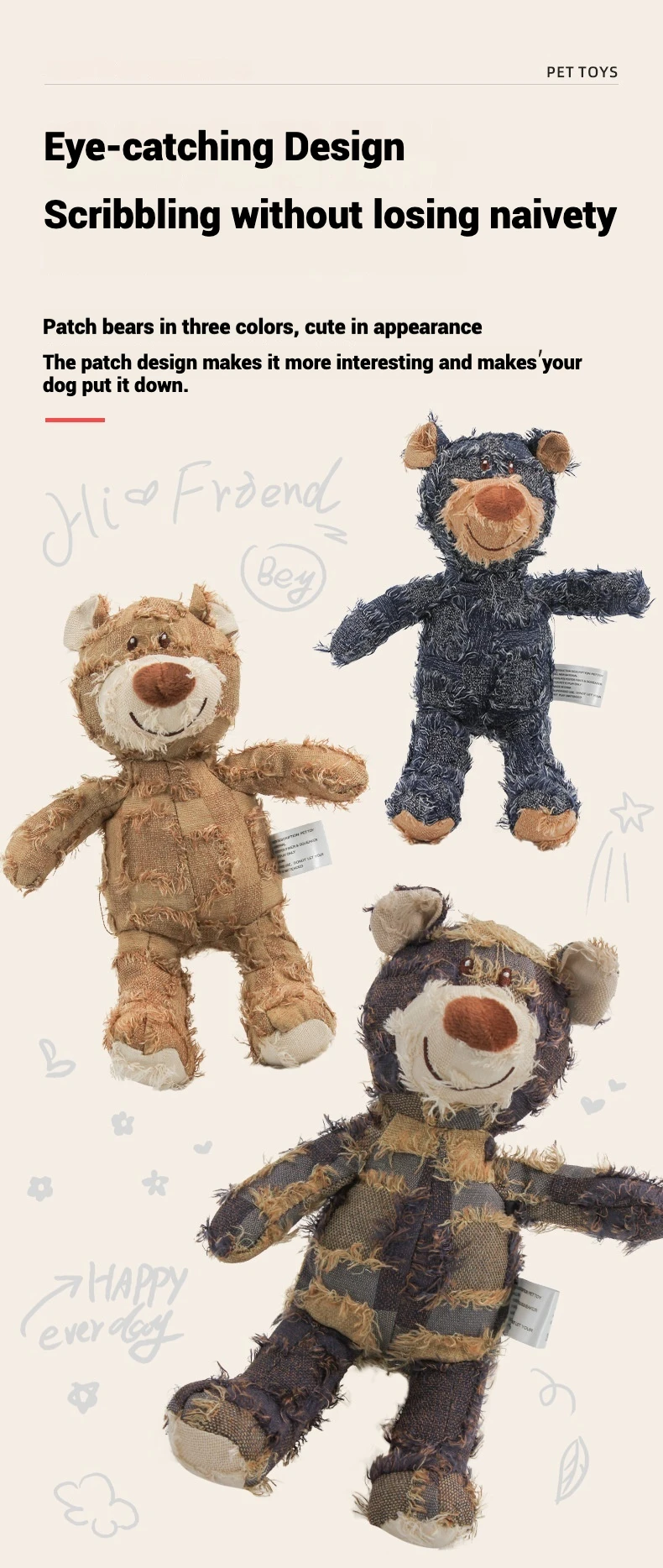 Oso de peluche para perros morado