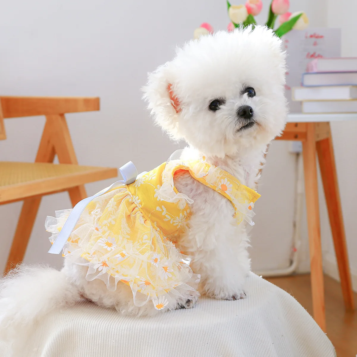 Vestido tutú leopardo con lazo para perro y gato – falda volante - imagen 5