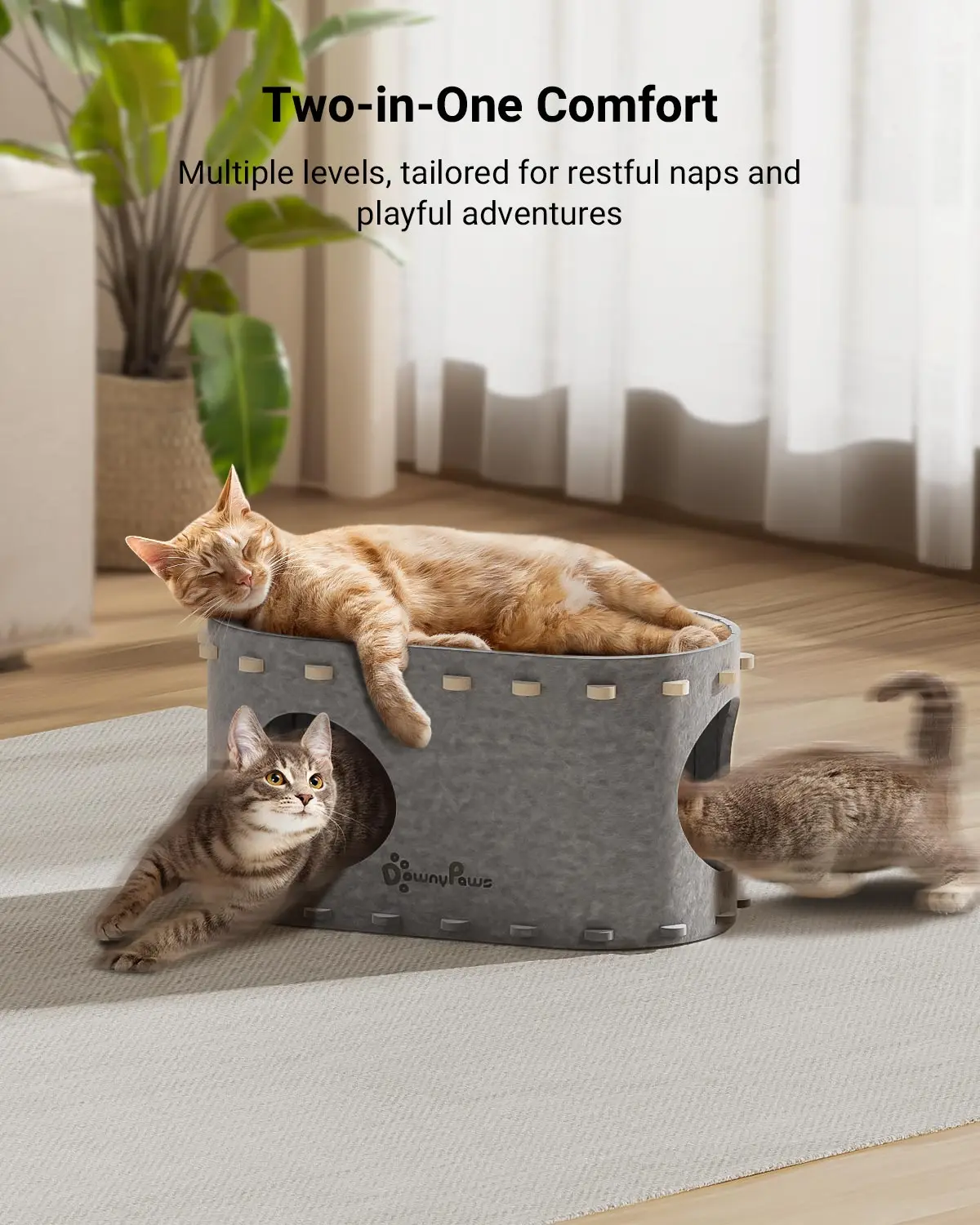Casa para gatos de interior antirrayos, cueva acolchada para grandes - imagen 3