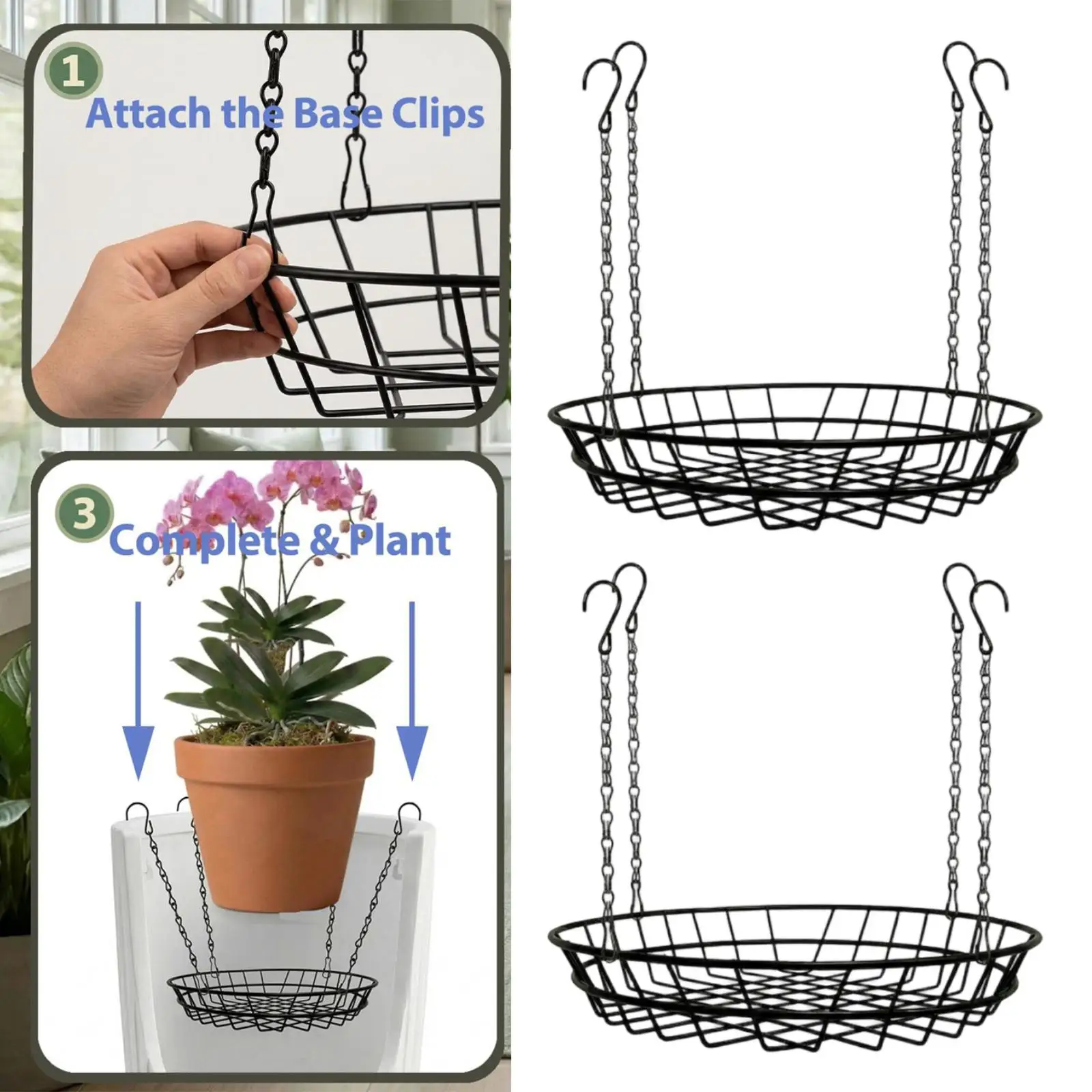 Insertos ajustables para macetas con ganchos: elevadores ligeros