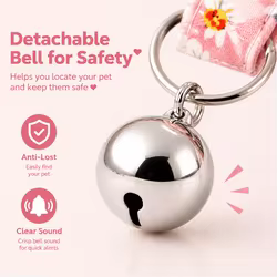 Collar floral para gatos y perros pequeños con campana segura