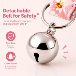 Collar floral para gatos y perros pequeños con campana segura