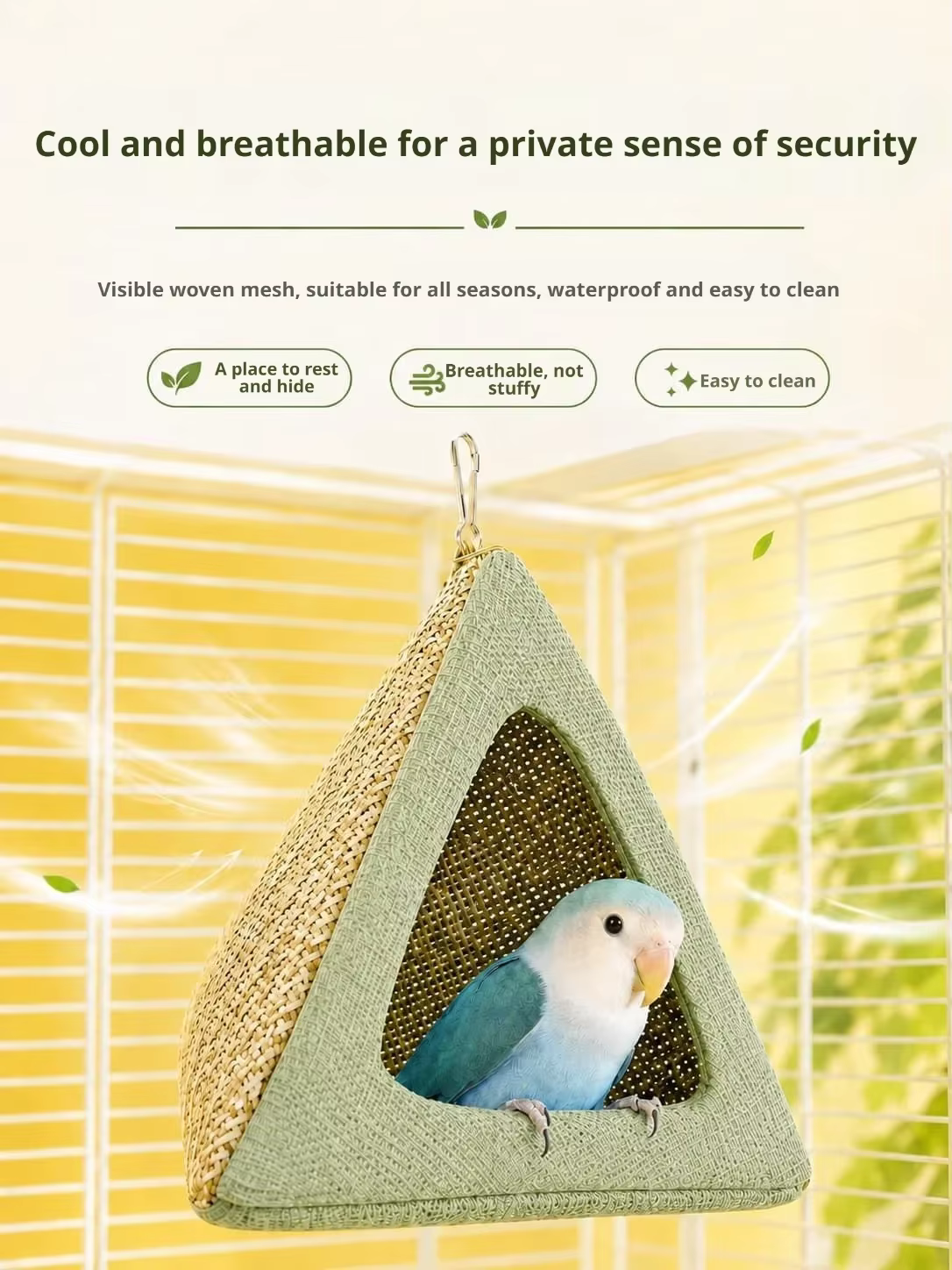 Refugio colgante para loros pequeños en interior