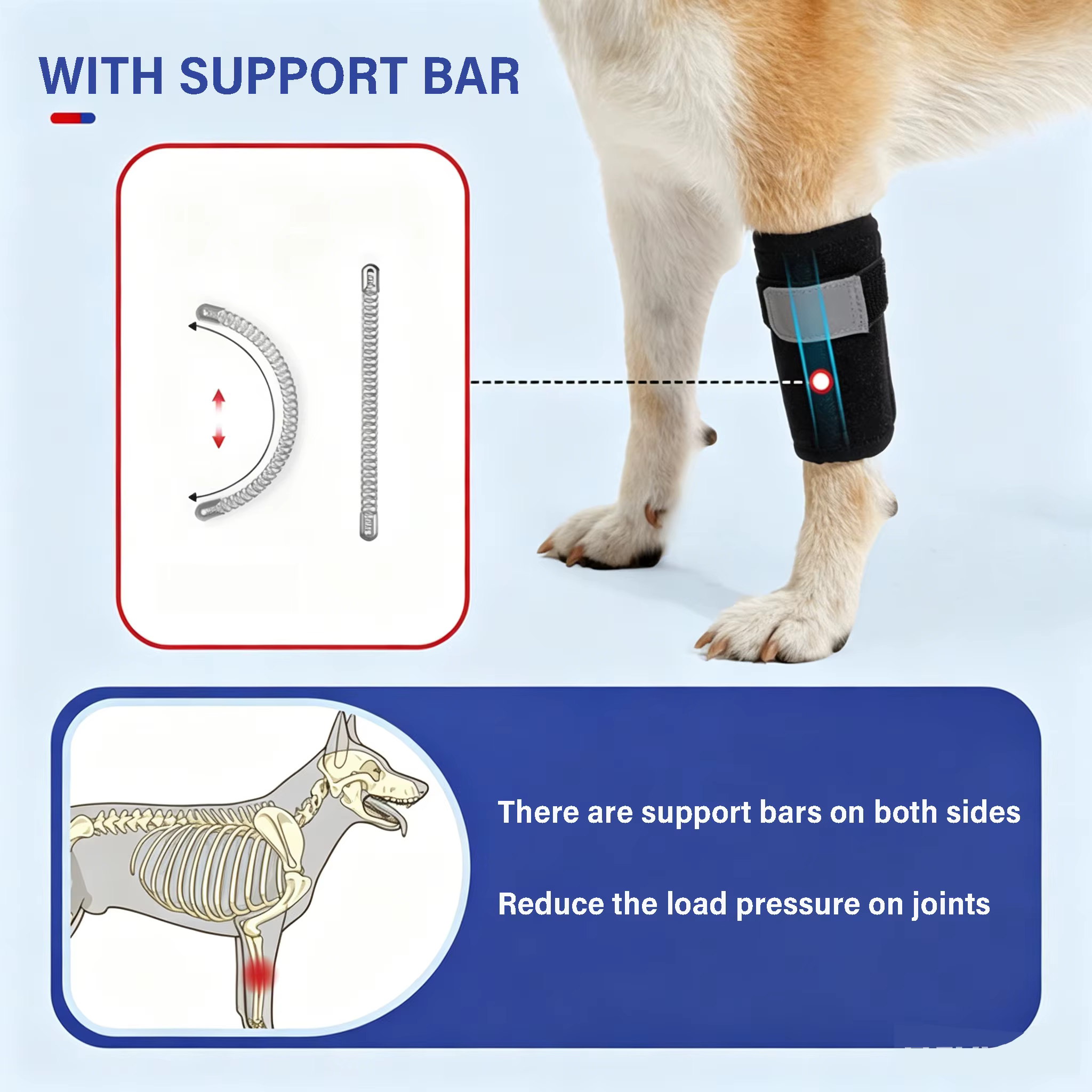 Rodillera compresiva para rodilla de perro con varilla de soporte - imagen 3