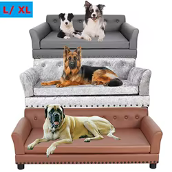 Cama elevada tipo sofá para perros y gatos, acolchada, resistente