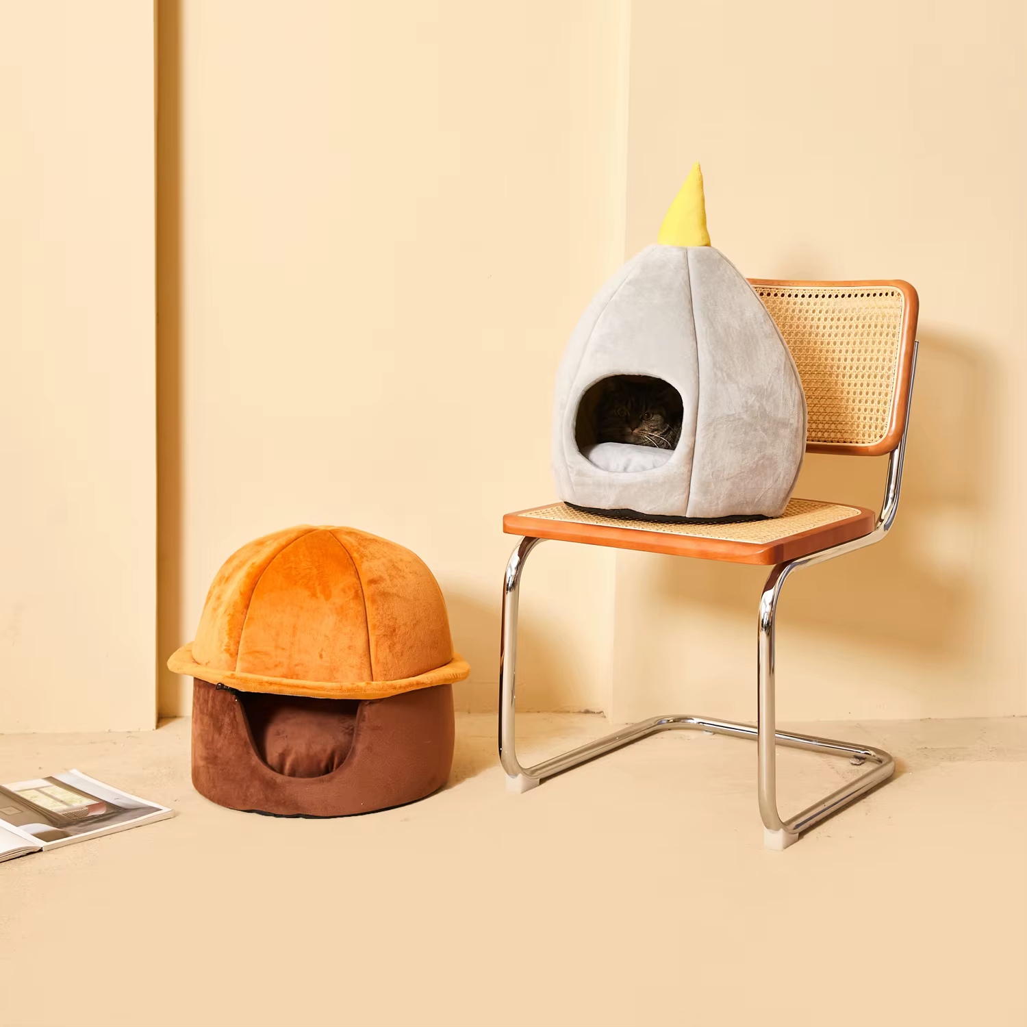 Casa cueva cálida y sofá suave para gatos – cama fácil de usar - imagen 2