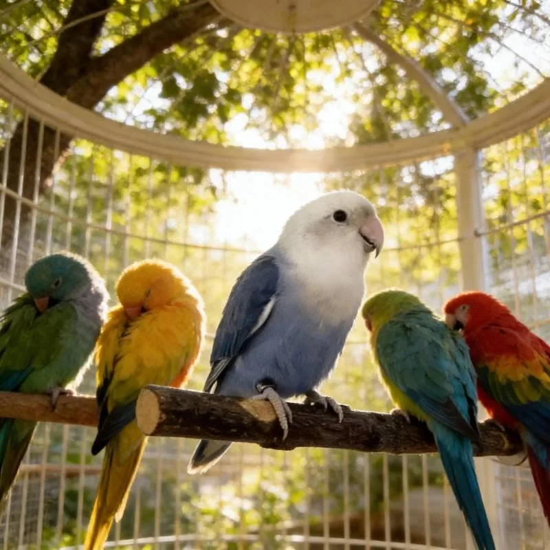 Poste de madera natural para jaula de pájaros
