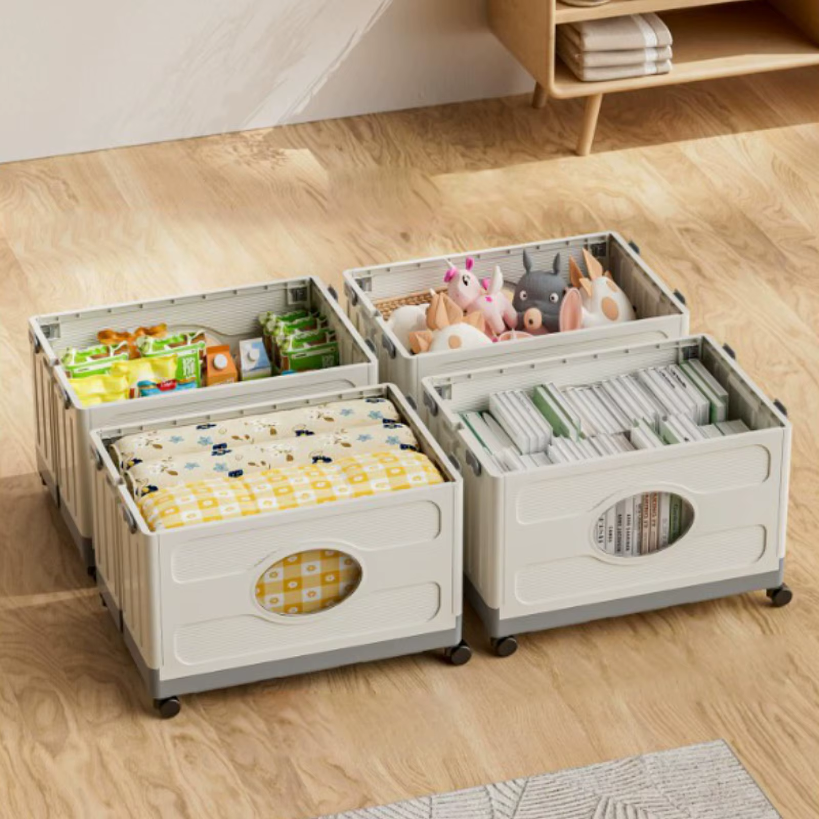 Carrito con ruedas y contenedor con tapa para gato y perro plegable