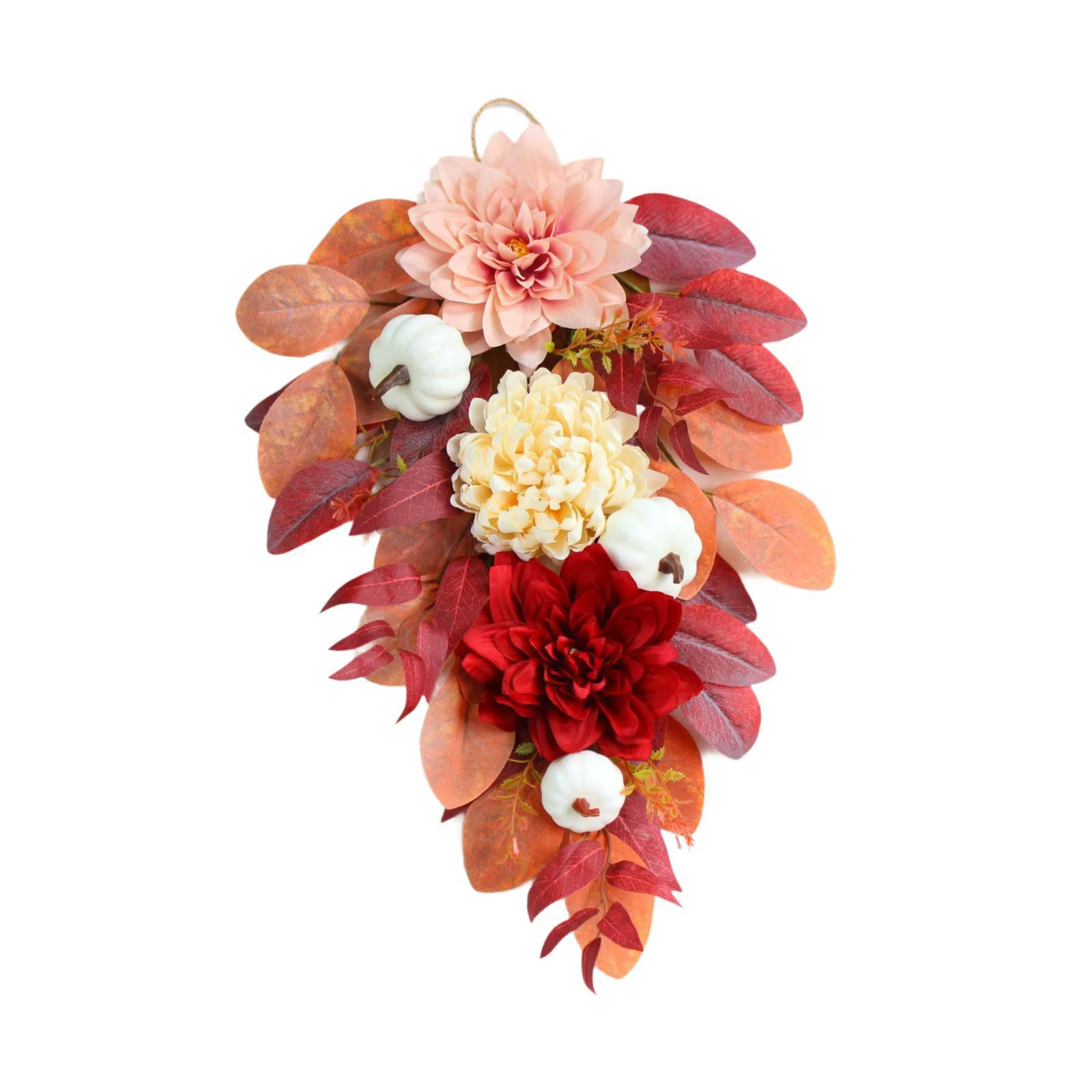 Corona de otoño decorativa para puerta – Flores artificiales y decoración natural - imagen 2