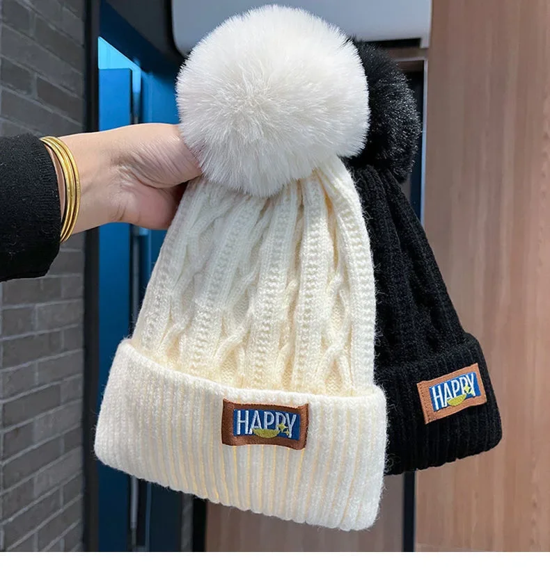 Gorro de lana de terciopelo frontal