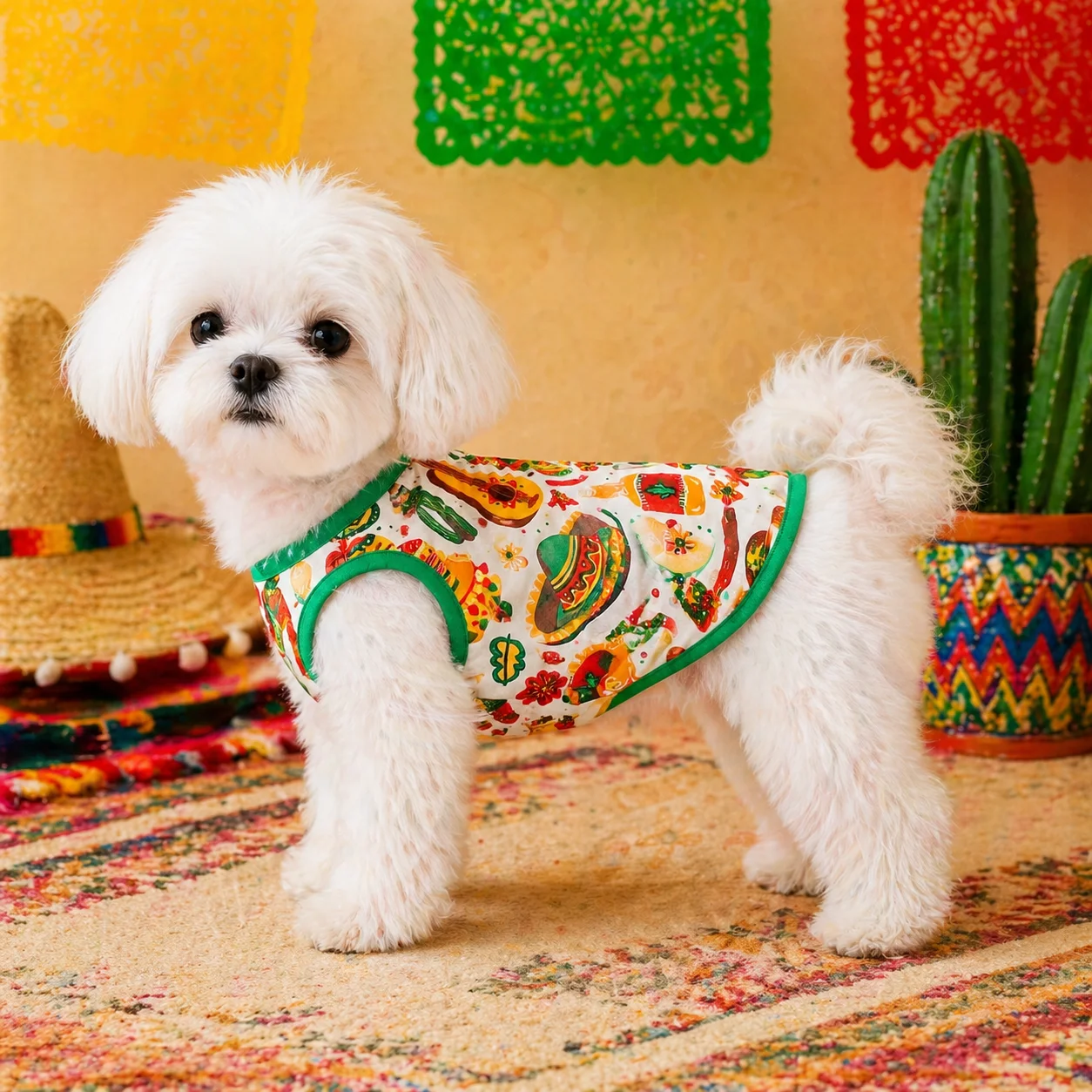 Camiseta sin mangas para perro, estilo fiesta mexicana transpirable – Ropa con estampado - imagen 5
