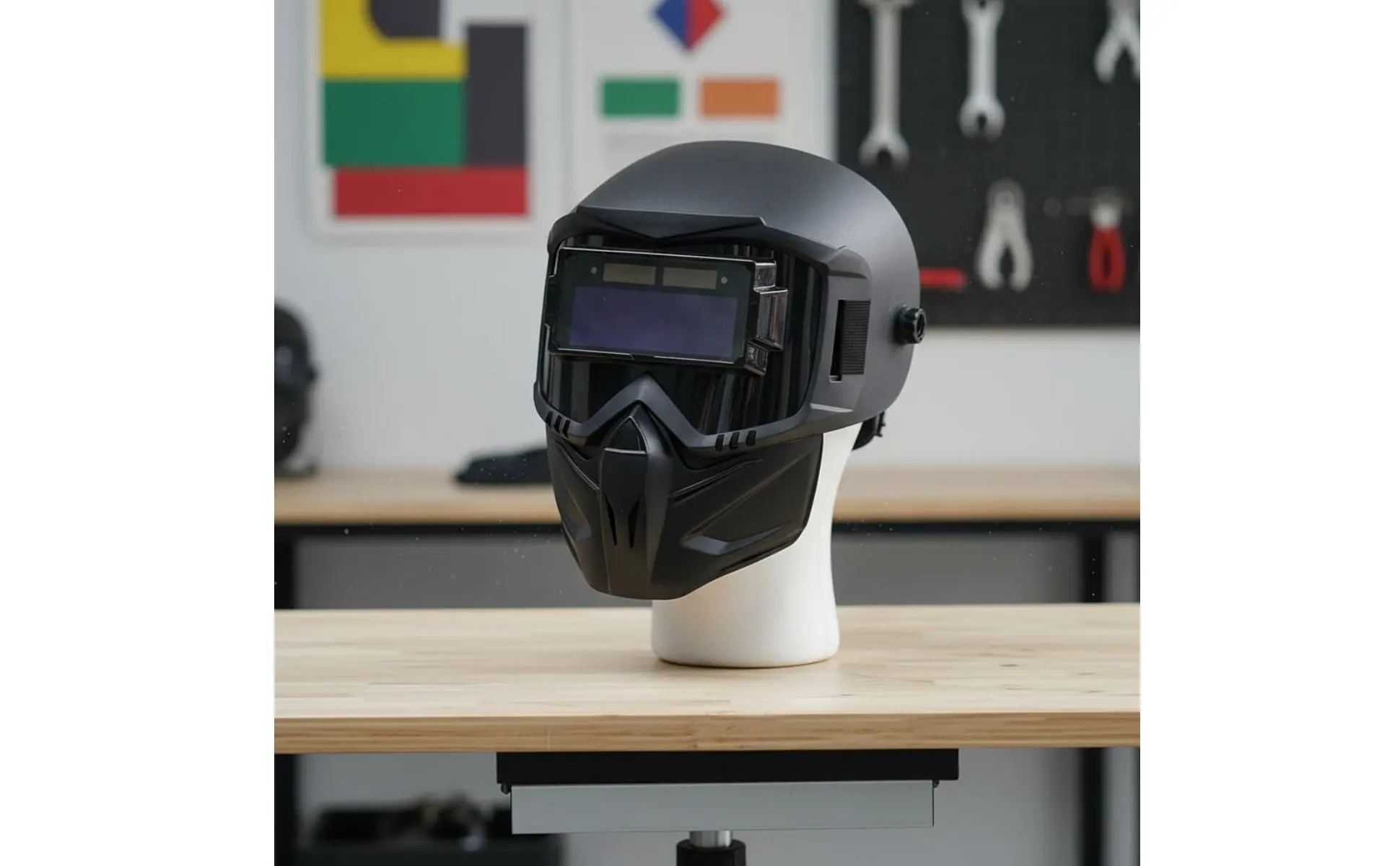 Casco de soldadura con oscurecimiento automático de cara completa